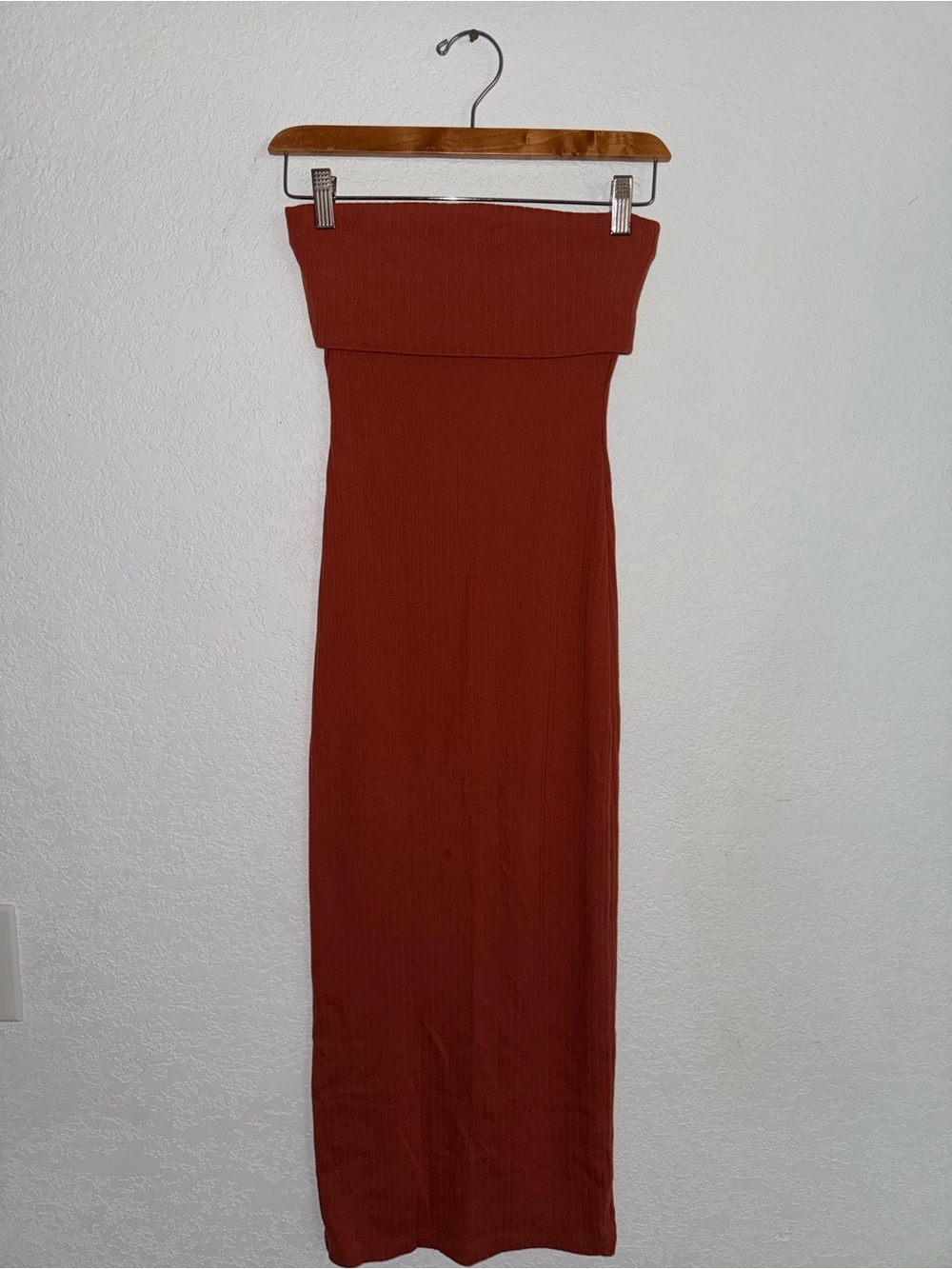 Wild Fable Ribbed Tube Dress in Burnt Orange